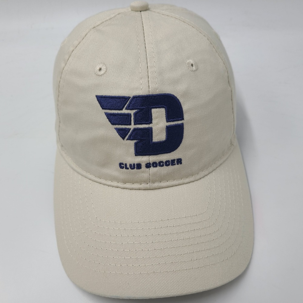 Dayton Flyers Hat Adjustable (Fits Small) Beige Blue NCAA Club Soccer Logo Men